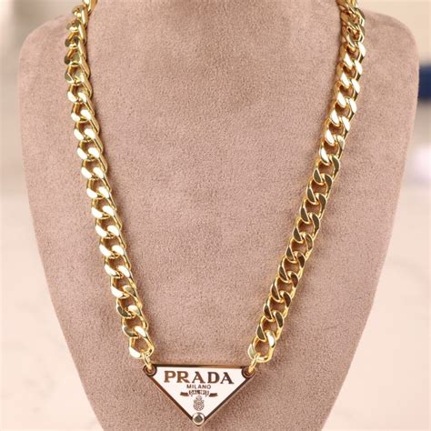 prada chain necklace|Prada necklace triangle dupe.